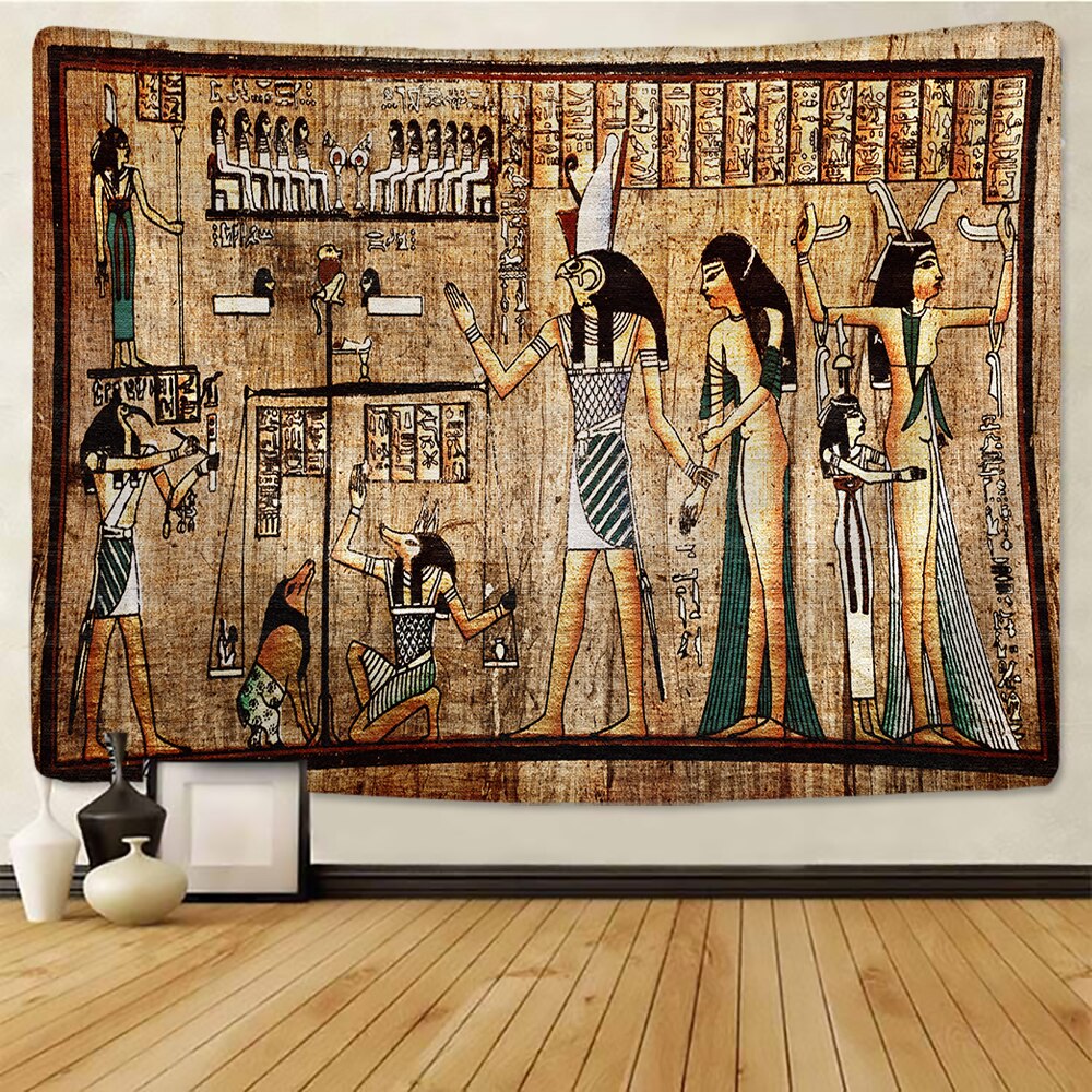 Ancient Egyptian Mural Tapestry Wall Pharaoh Hanging Bedspread Mats Hippie Style Backdrop Cloth Home Decor 150x100cm/150x130cm