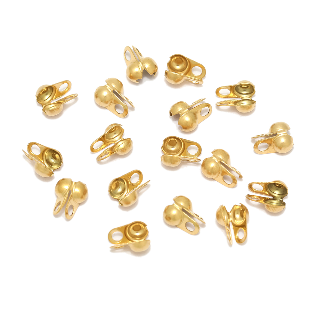 50–100 Stück Gold passend zu Edelstahl Kugelkette Calotte Crimps Perlen Verbinder Endverschlüsse für DIY Armbinde Halskette Herstellung