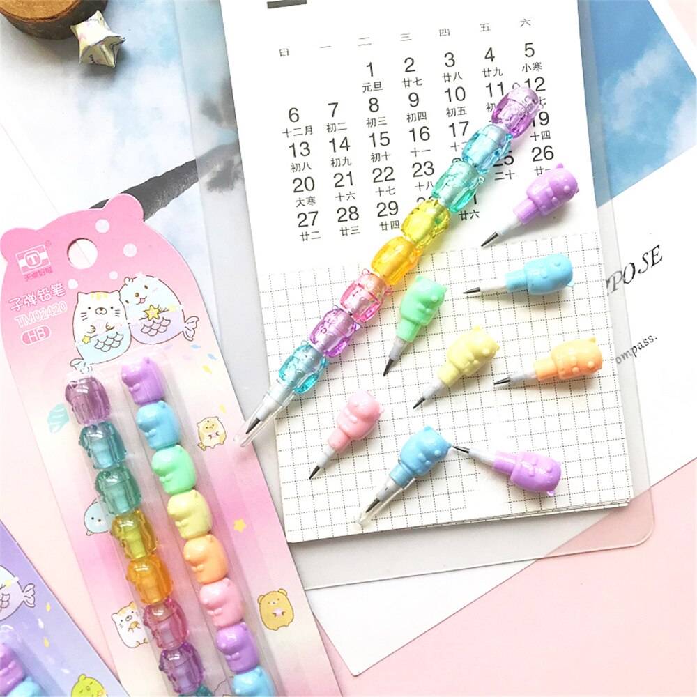 2pcs Cute Cartoon Non-sharpening Pencils HB Lead Sketch Drawing Pencils Students Writing Pens School Stationery Pencil for Kids