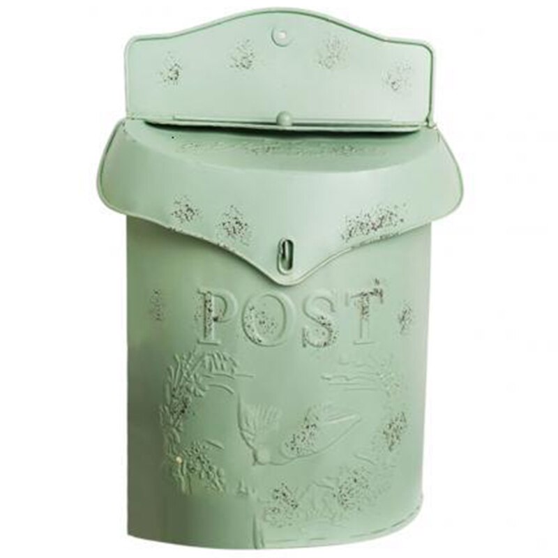 Buzón de hierro Retro, caja de sujección sellada, buzón para periódicos, decoración de jardín de boda, buzón de correos para el hogar: Green