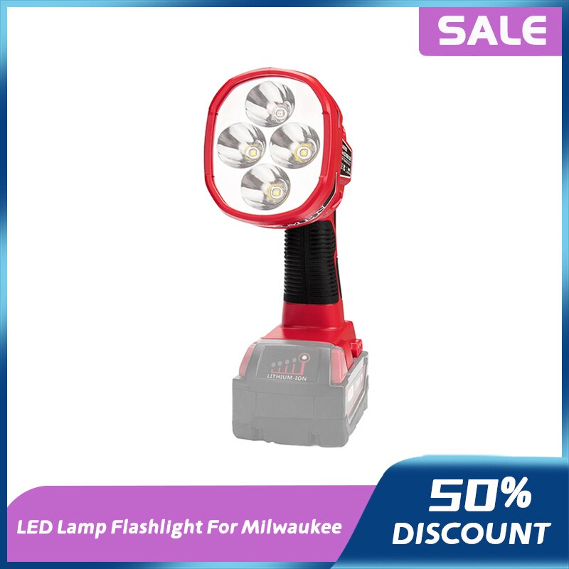 12W Led Lamp Werk Licht Zaklamp Werk Voor Milwaukee 18V M18 Li-Ion Batterij, met 4LED Lichten Outdoor Verlichting