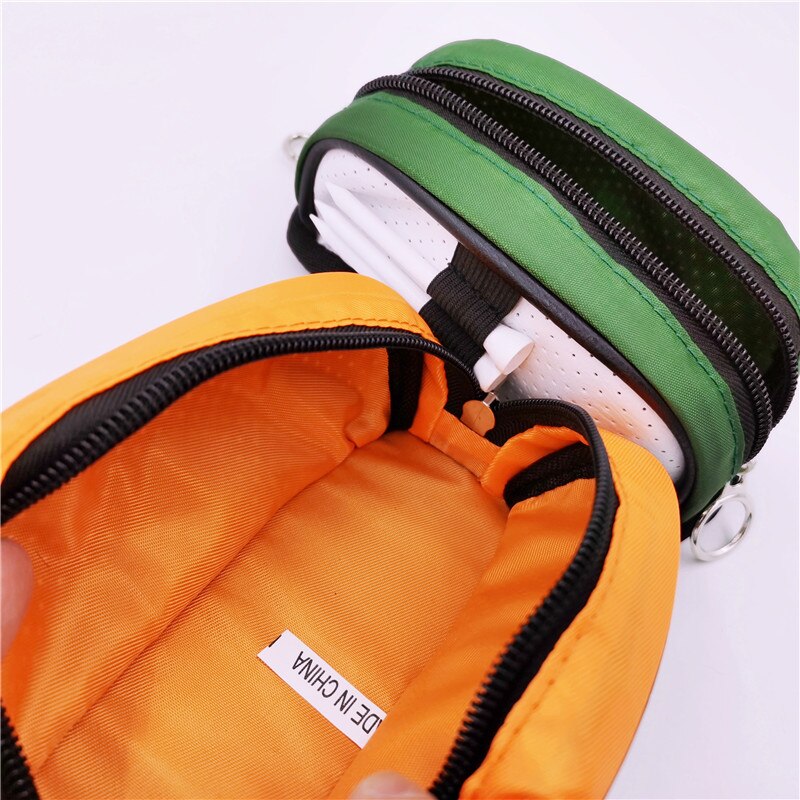 Small Golf Ball Bag Mini Golf Bags With Tee Position Zipper PU Leather Small Pocket Unisex 2 Colors