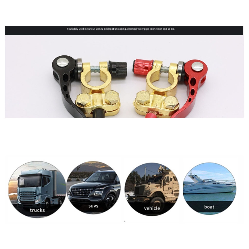 2x Car Battery Terminal Brass Cable Post Terminal Shut-Off Connectors For Car UTV Tractor Battery Protection