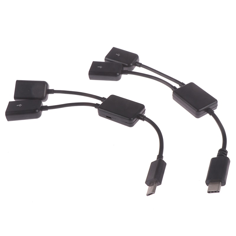Micro USB/Tipo C a 2 OTG, Cable HUB de doble puerto Y divisor para tableta, Android, ratón, teclado, adaptador micro-usb tipo C