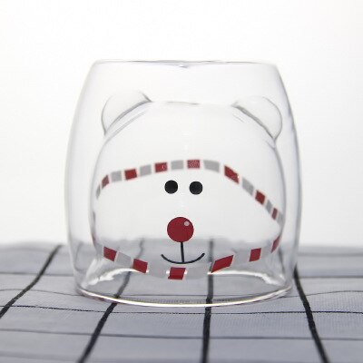 Tazas de Oso de Cristal con aislamiento de doble pared para niños y adultos, taza de café gruesa, 280ml: Bear B