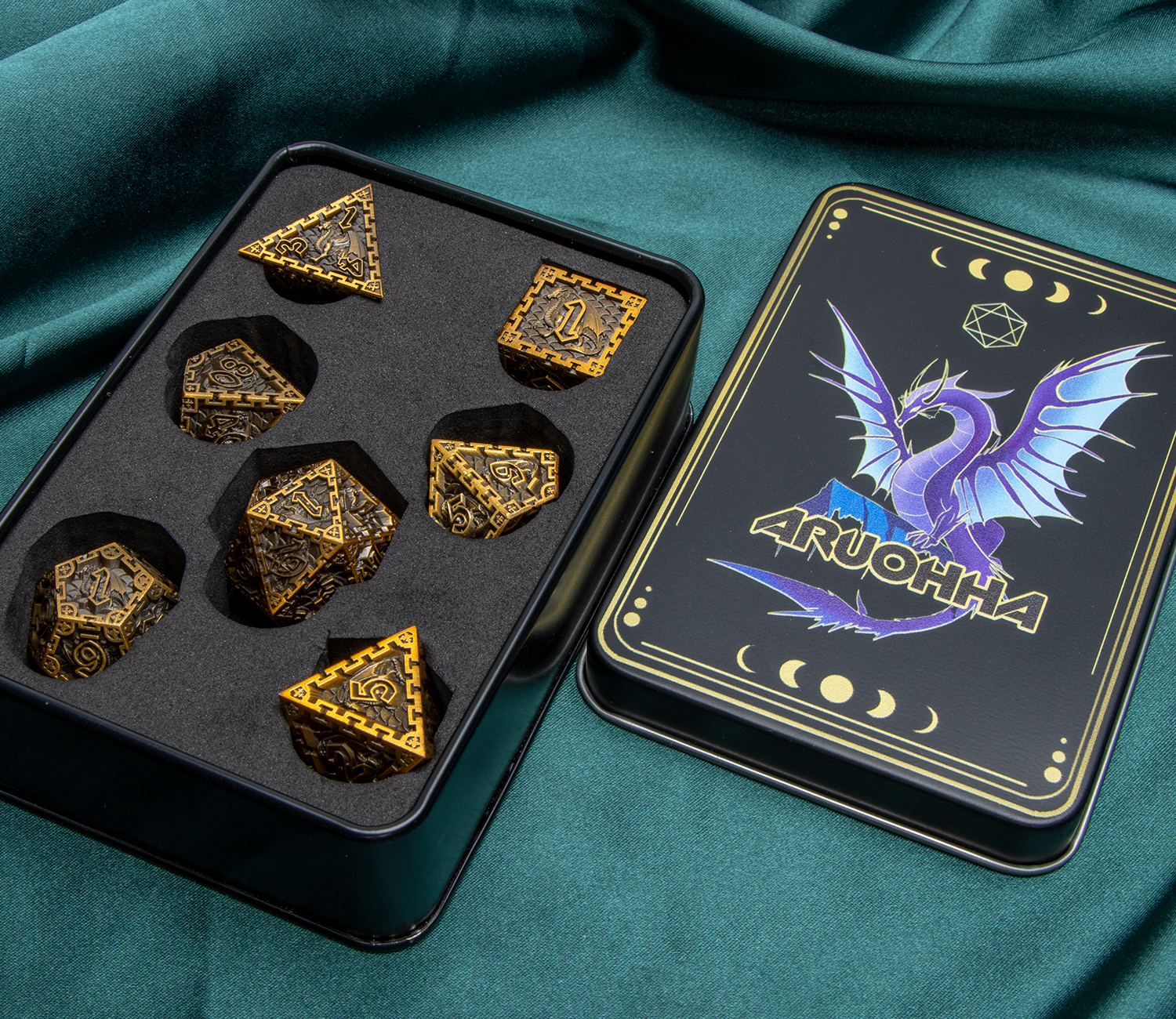 Metal Polyhedral DND Dice Set Dungeon and Dragon D&amp;D Dice for MTG Pathfinder RPG Roll Playing Game D20 D12 D10 D8 D6 D4