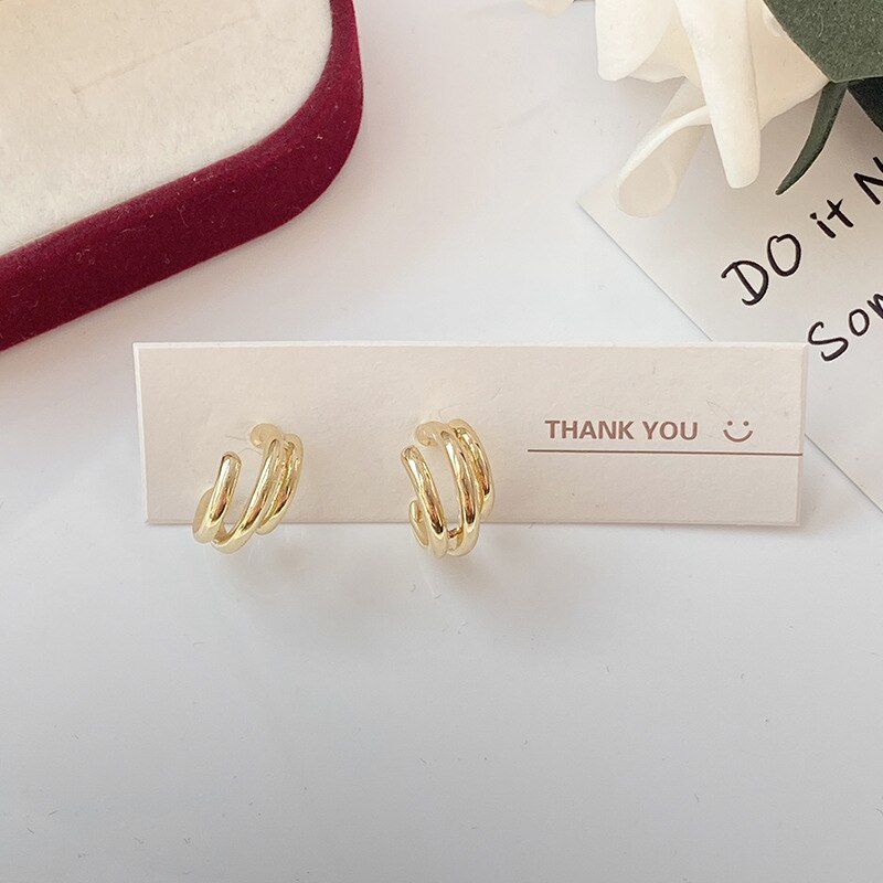 Drie Lagen Circulaire Clip Op Oorbel Geen Gat Oor Clips Ronde Metalen Earring Zonder Piercing Minimalistische Oorbellen Sieraden ME866