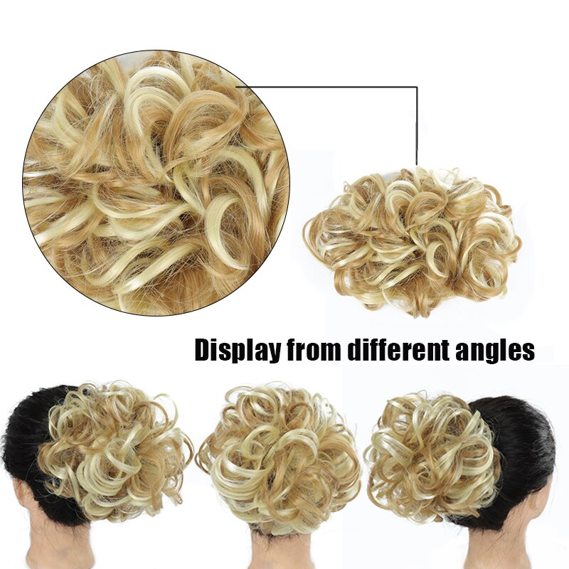 LUPU Messy Hair Chignon Black Brown Donut Updo Synthetic Hair Bun For Women Heat Resistant Fiber Hair Accessories