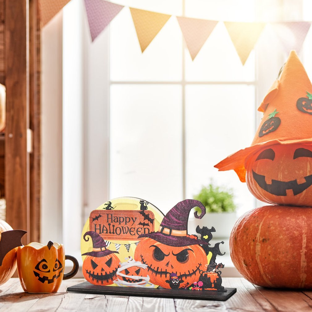 Halloween Ornament Pumpkin Wooden Ornament For Hau... Grandado