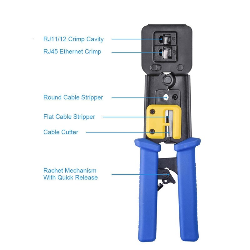 Multi-Function RJ11 RJ45 6P 8P Network Cable Pliers Ethernet Crimping Tool EZ Crystal Head Cable Cutter