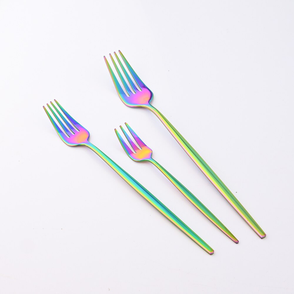 1pcs Flatwar Fork Knife Spoon Set Cutlery Tableware Dinning Rainbow Table Steel Kitchen Complete Dinner Set for