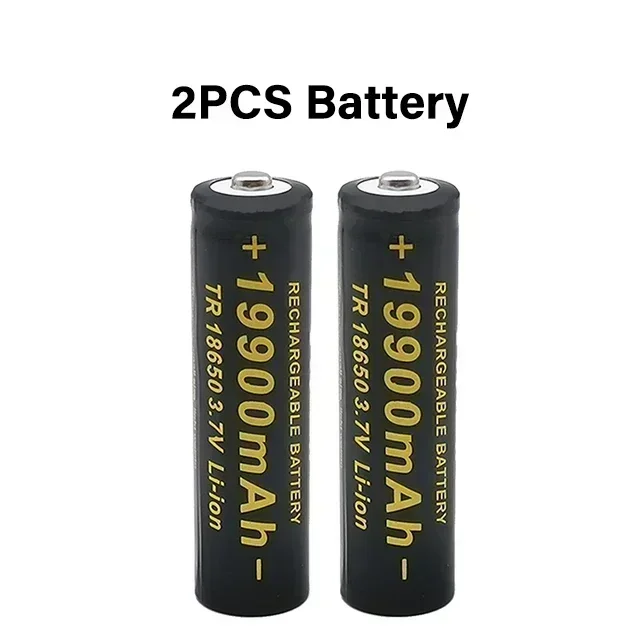 100% brand 18650 lithium battery flashlight with rechargeable battery 3.7V 19900mAh+201 charger for flashlights and other to: black