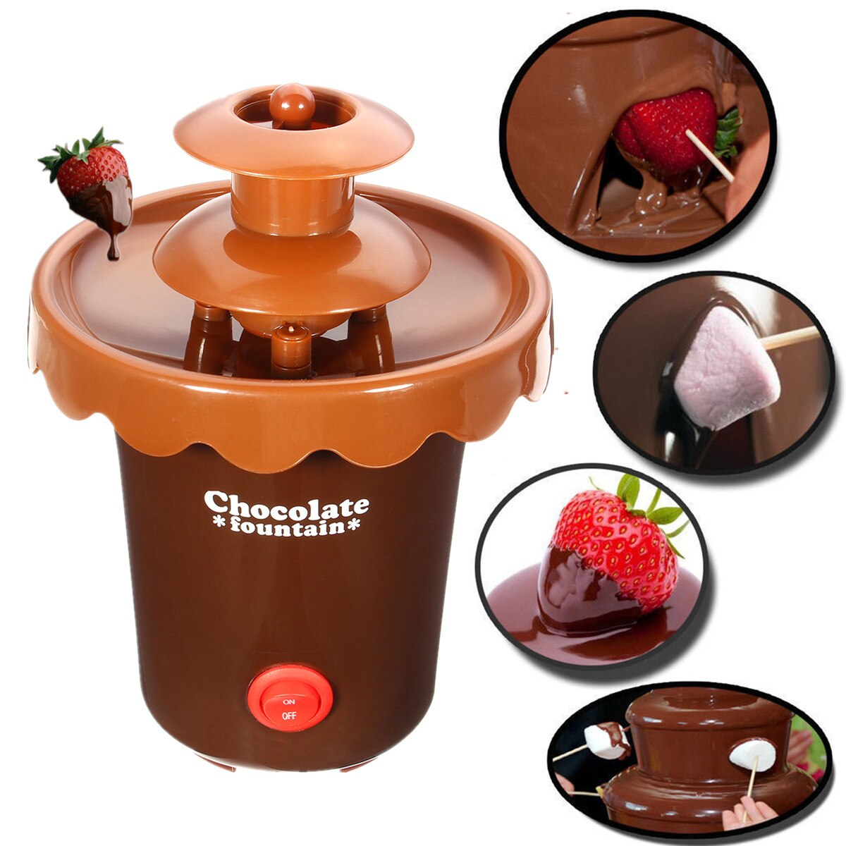 2 Tiers Mini Chocolate Fondue Maker Fountain Party Waterfall Melting Machine for Fruits Marshmallows Cookies Cake Wedding Party: Default Title
