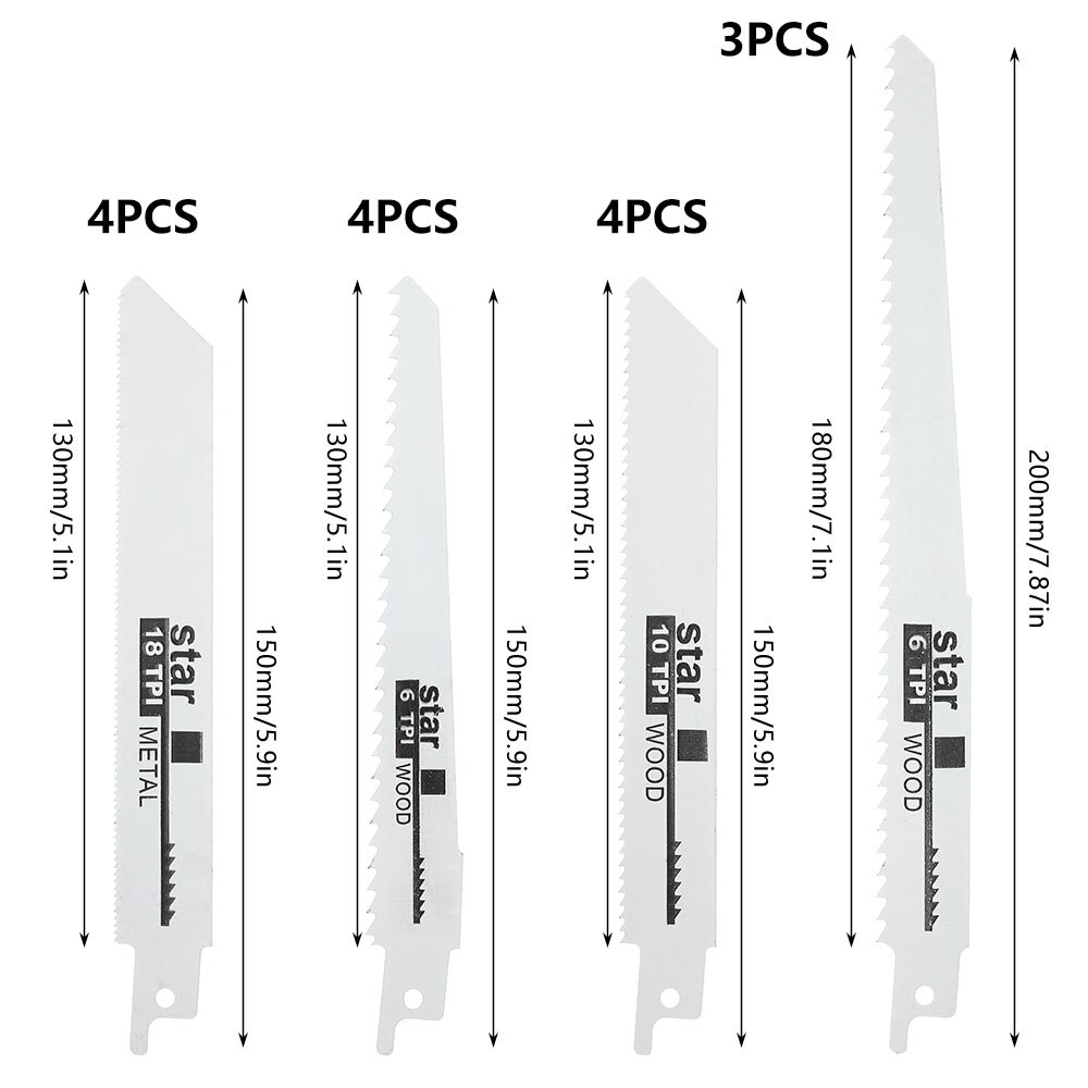 14Pcs Vergeldende Zaagbladen Saber Saw Handzaag Multi Zaagblad Voor Snijden Hout Metaal Pvc Buis Power Tools Accessoires