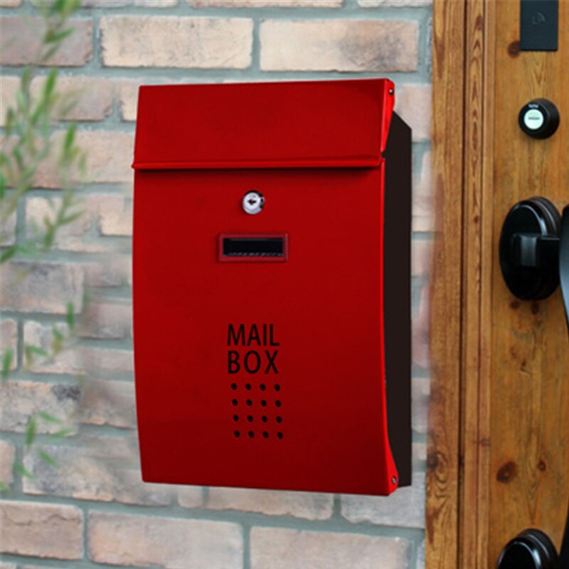 ALWASYME Wall Mounted Mailbox Vertical Locking MailBox Front Porch Residential Outdoor For Postal Service Garden Apartment: Red