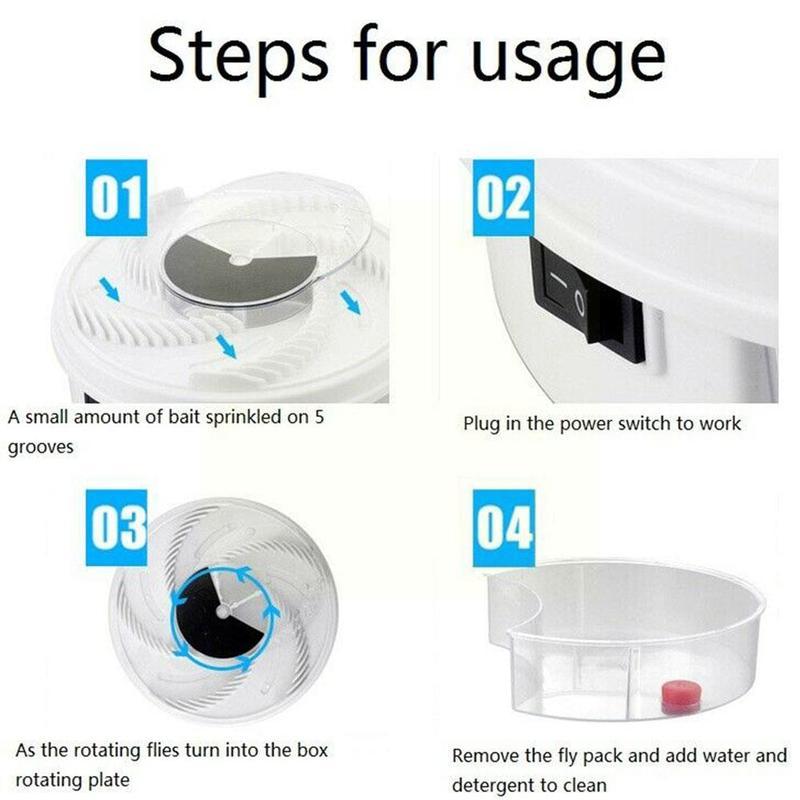 Huishoudelijke Elektrische Vliegt Vangen Huisvlieg Mute Roterende Val Flycatcher Automatische Usb Vliegen Muggen Killer E9G1