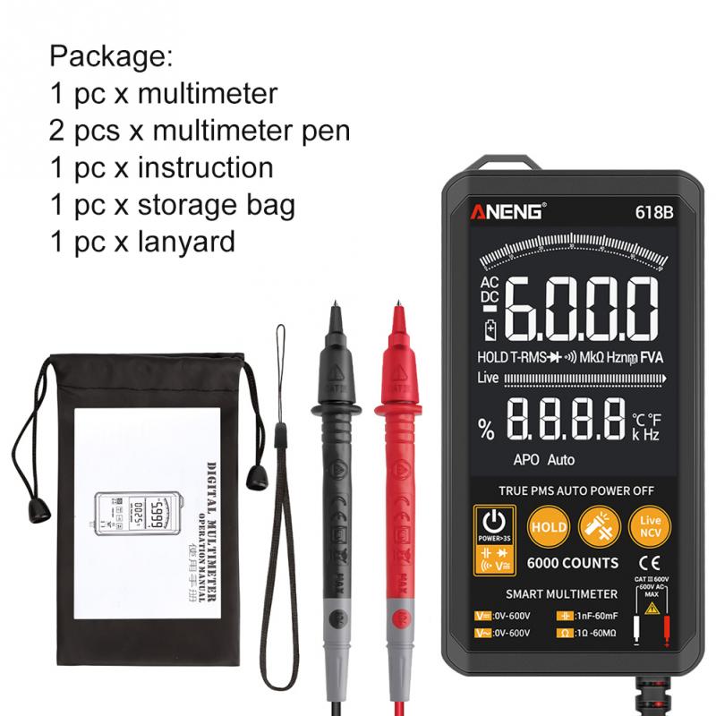 Aneng 618 Digitale Multimeter Dc Ac Voltmeter Ampèremeter Analoge Lcr Meter Condensator Ohm Hz Tester Auto Range Touch Screen Machine: B