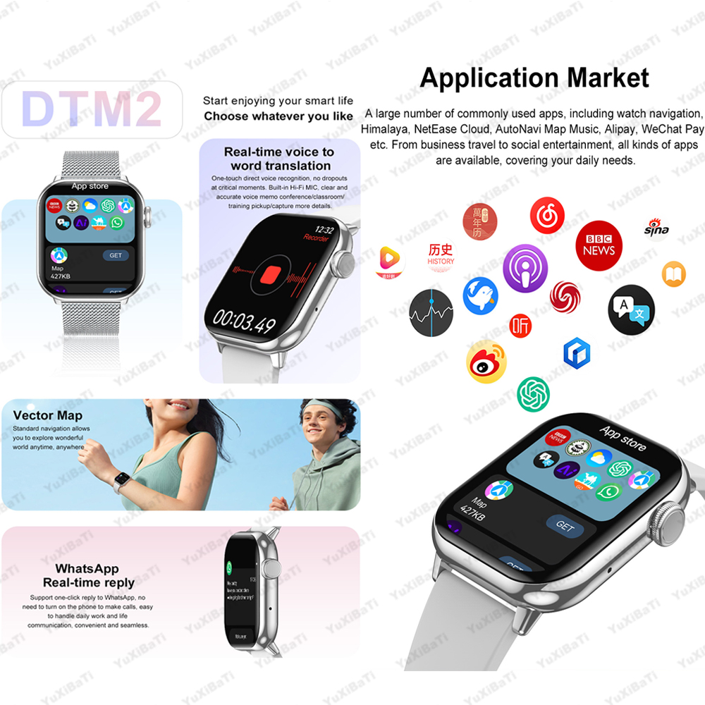 Nuovo Memoria da 4 GB Smartwatch Schermo Amoled Lettore MP3 MP4 Bluetooth Condivisione di rete APP Negozio ChatGPT Smart AI Orologio da uomo Sportwatch