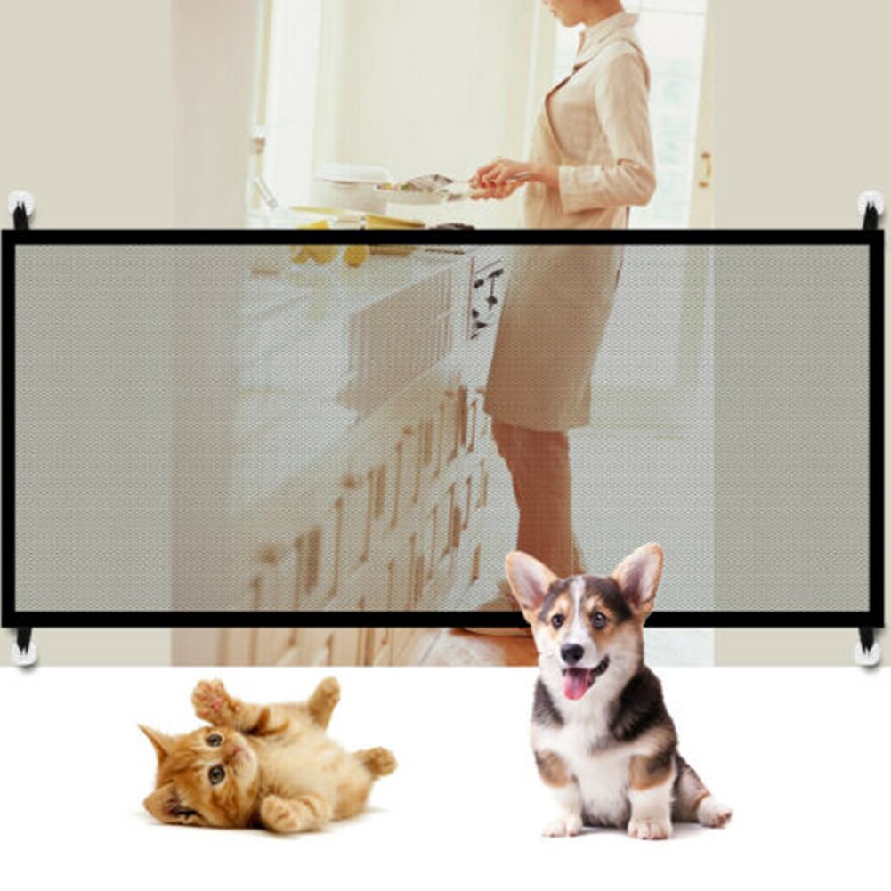 Pet Gate Safety Protection Net Foldable Stair Dog Fence Set With Hook Enclosure Portable Dog Fence Set Mesh Guard Polyester