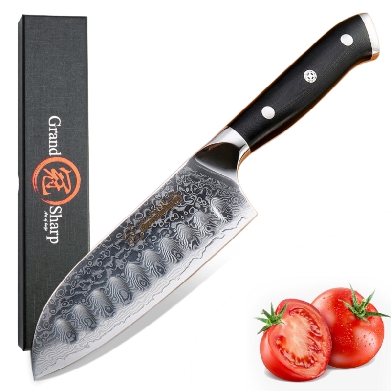 Santoku Knife 5 Inch vg10 Japanese Damascus Steel Kitchen Knife 67 Layers High Carbon Stainless Steel Chef Cooking Tools Sharp