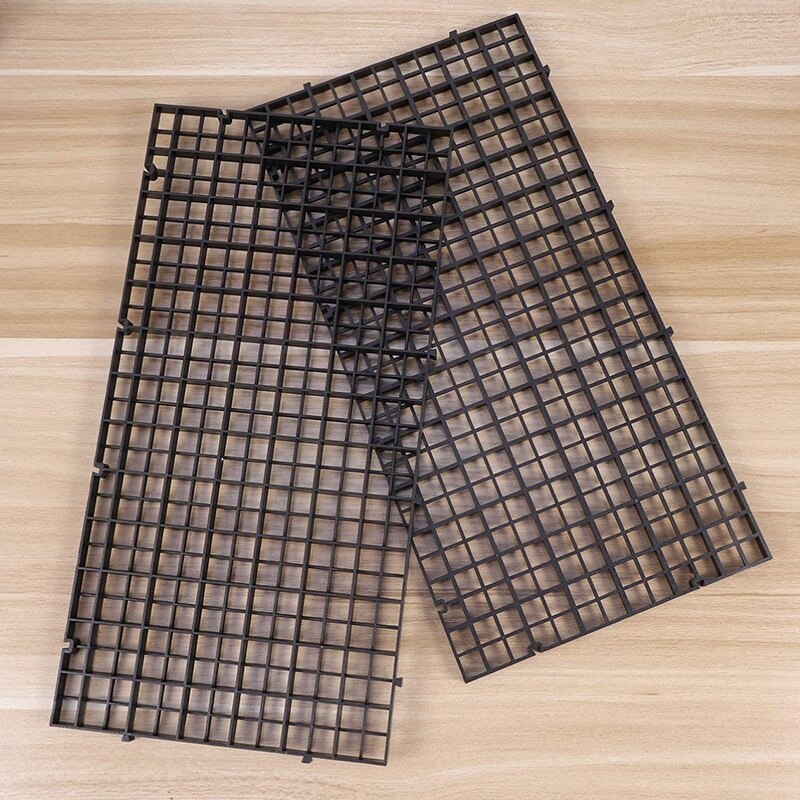 Bandeja divisoria de rejilla de 10 Uds para acuario, bandeja de filtro negra con base de aislamiento para acuario