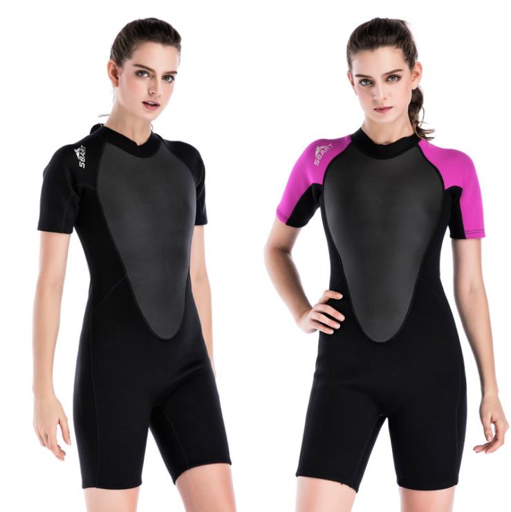 SBART Short Sleeve Wetsuit Women Surfing Snorkeling Mergulho 2mm Neoprene One piece Jumpsuits Diving Spearfishing Wetsuits