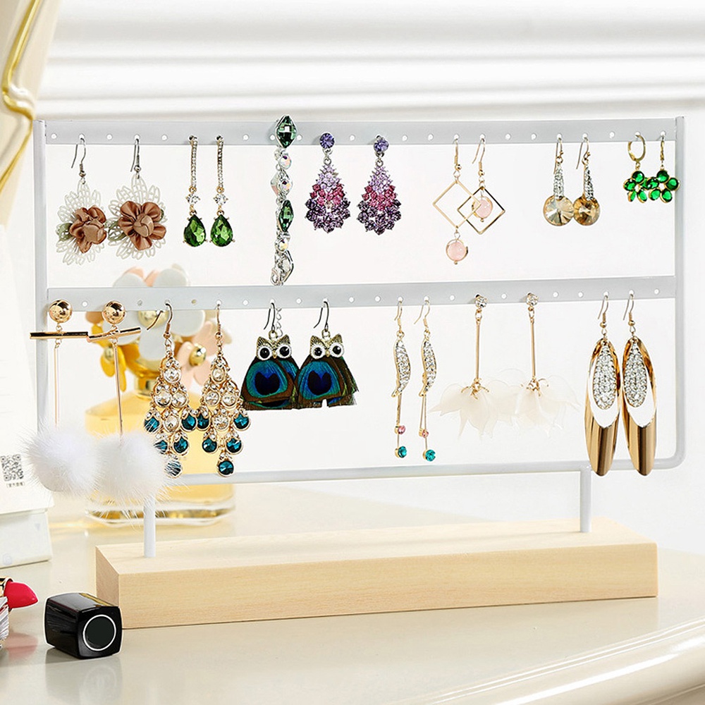 Jewelry Stand - 44 Holes - 2 Tiers - Metal - for Earrings, Necklaces, Rings