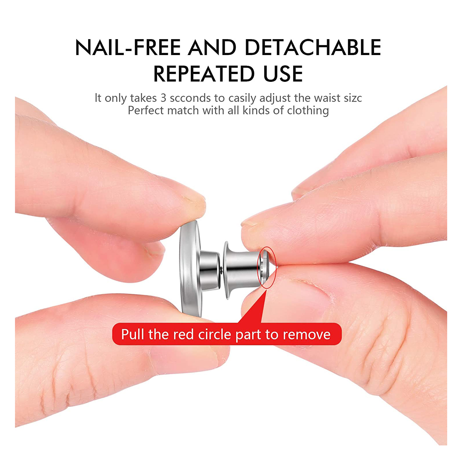 Juego de botones de Jean para pantalones vaqueros sueltos, alfileres sin costura, tensor de pantalones, botones ajustables, reemplazo para tachuelas a presión grandes, 12 juegos