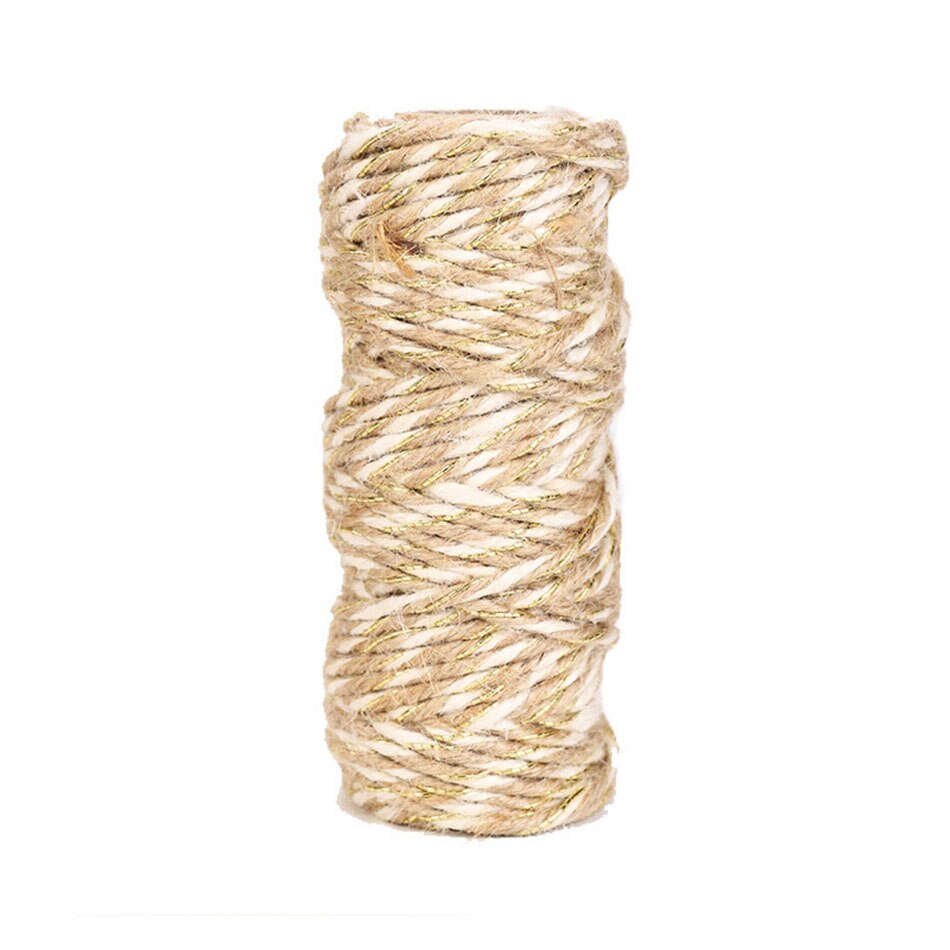 Cinta de arpillera de Yute Natural de 3mm y 25M, lazo artesanal de , cuerda de macramé, hilo para coser, decoración de boda, en casa: White