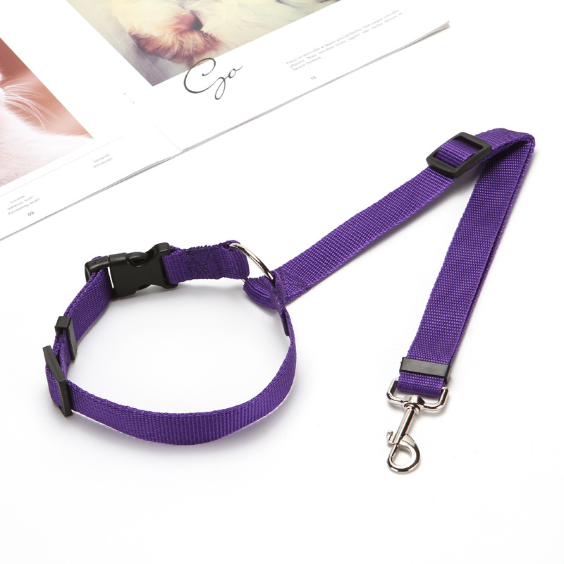 2-In-1 Huisdier Hond Kat Autogordel Clip Voor Auto Lead Leash Back Seat Veiligheid Belt verstelbare Harnas Voor Hond Kraag Hond Accessoires: Purple