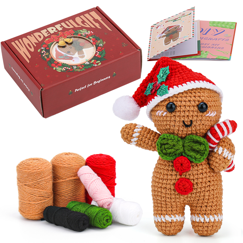 MIUSIE Kit de iniciación de ganchillo navideño, kit completo de tejido artesanal con hilos de ganchos de ganchillo, tutoriales de vídeo para de bricolaje: Verde claro