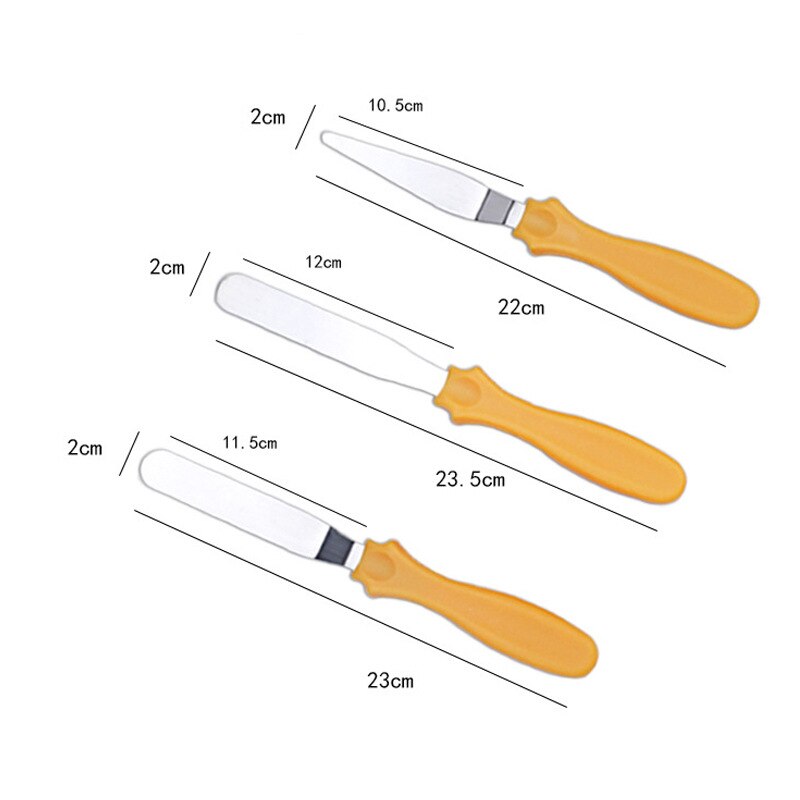 Spatel 3 Stks/set Blade Schuine Espatula Cake Icing Spatel Smooth Vullen Tool Cutter Set Bruiloft Valentijn Bakken Gebak Tool