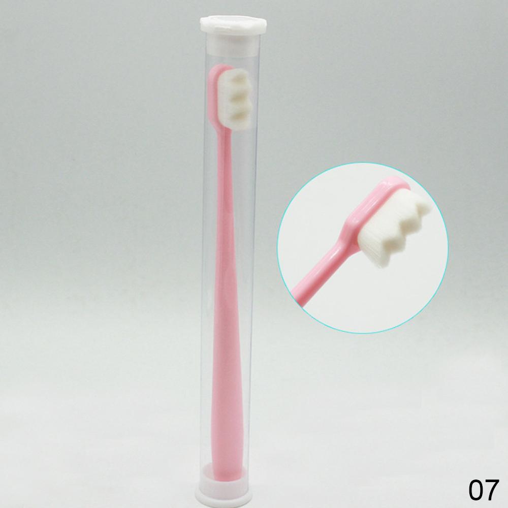 Ultra-fine Toothbrush Super Soft Bristle Toothbrush Holder Deep Cleaning Brush Oral Care Tools: Pink wavy head