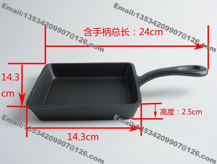 14.3x14.3cm Cast Iron Mini Square Skillet Frying Pan