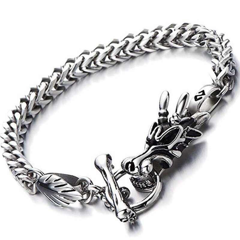 Draak Hoofd Armband Stijl Rvs Trend Mannen Titanium Staal Viking Armbanden Punk Biker Armband Vrouwen Bangles