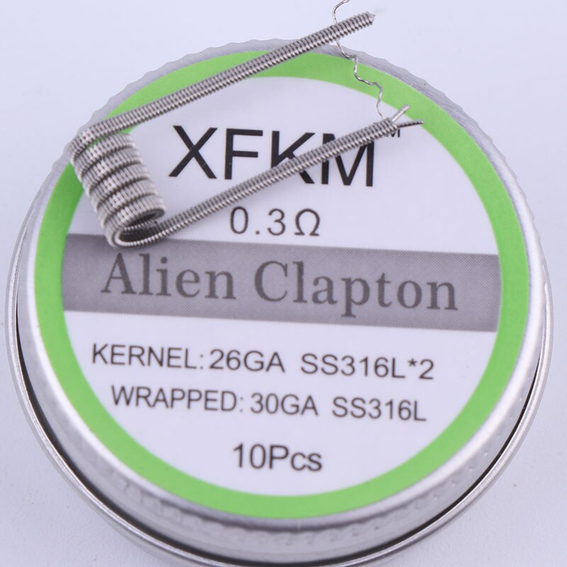 XFKM a1 316 Piatto Filo Ritorto Fused Clapton Bobine Alveare Premade Filo Avvolto Alien Mix Torsione Quad Tigre Riscaldamento Rda bobina: alien 0.3 316l