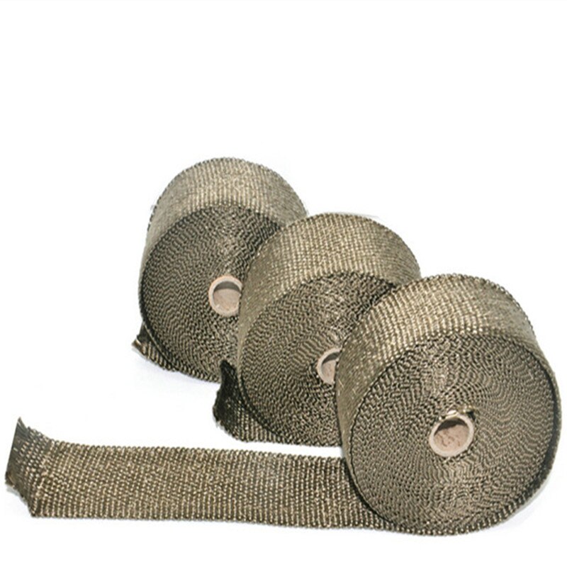 5.08 Cm X 1.59 Mm X 5 M Titanium Uitlaat/Header Heat Wrap Downpipe Isolatie Bandage Tape Roll met Roestvrij Banden Kit