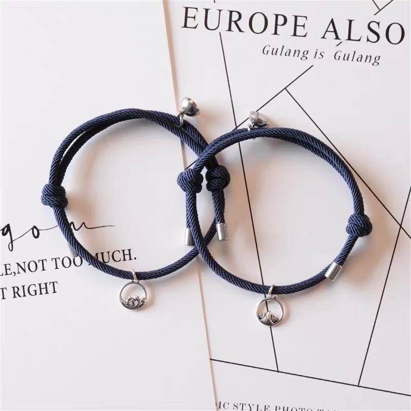 2pcs Attract couples bracelets best friend bracelet men bracelet red black rope weaving magnet attract long-distance lovejewelry