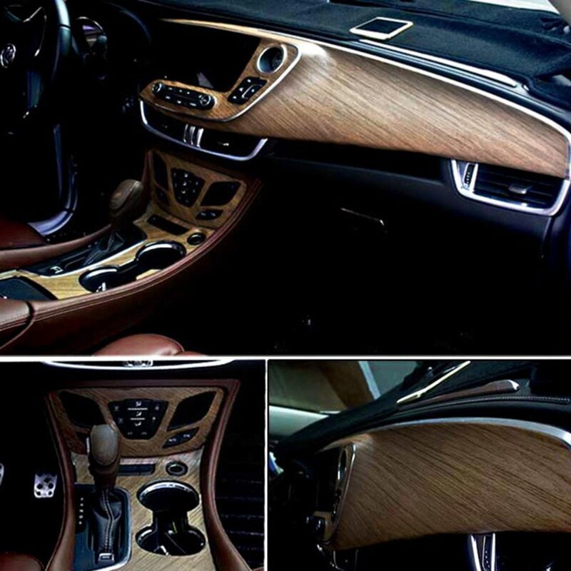 High Glossy Wood Grain Textured Vinyl Sticker Decal Roll Car Interior DIY Film Wrap Automobiles Waterproof Vinyl Car Sticker