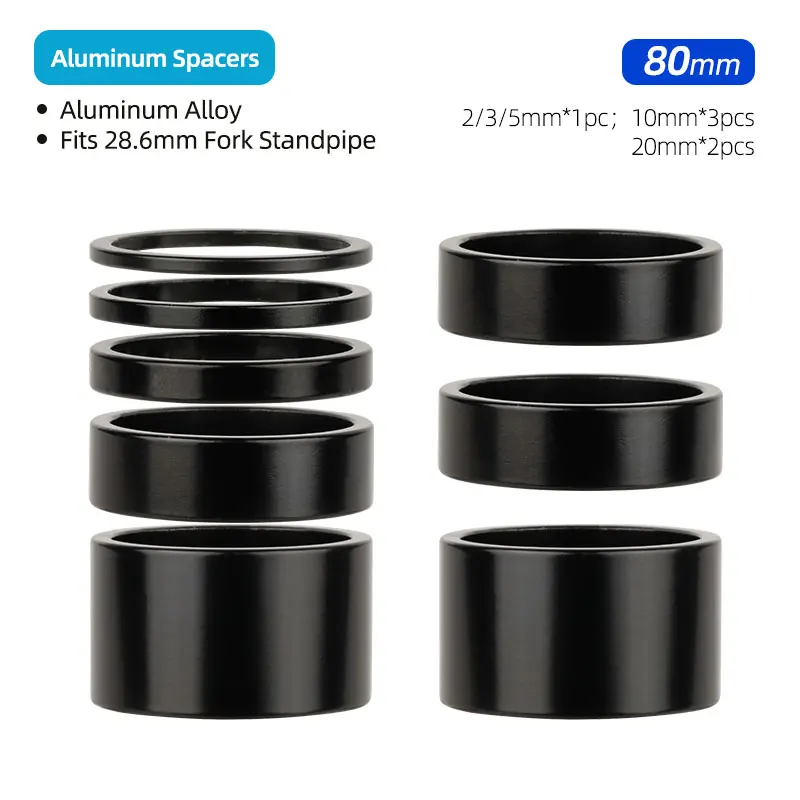 Entretoise de casque de vélo 2 3 5 10 20mm, rondelle en aluminium pour tube de direction 1-1/8 28.6mm, tige de fourche BMX de route vtt recommande Sister Ring: Or
