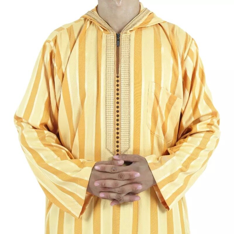 Homme Marocain Coton Beige Thobe Jubba Kandora À Manches 3/4