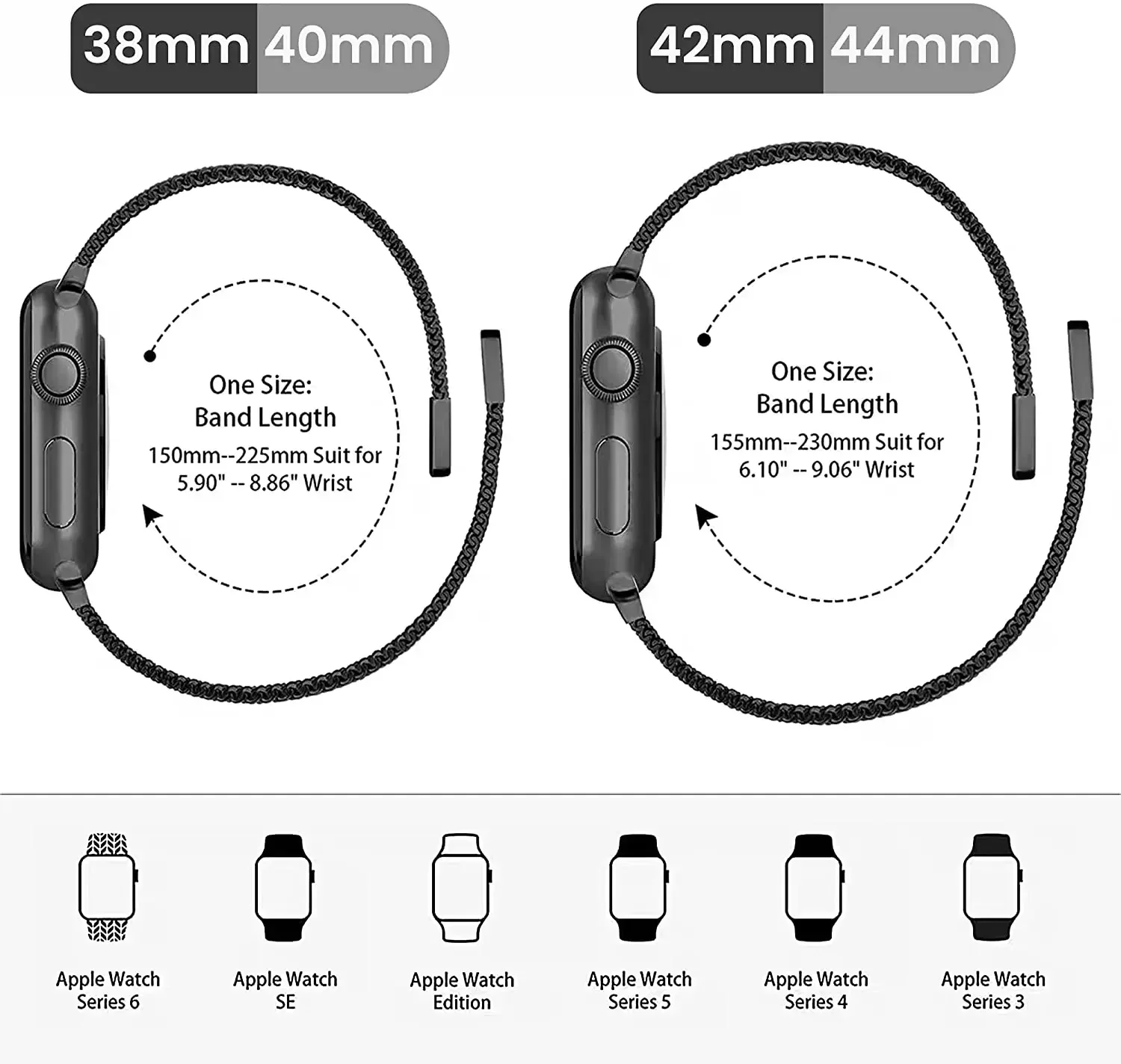 Correa milanesa para Apple Watch Ultra2 49mm 10 9 8 7 46mm 45mm 41mm 6 5 4 SE 44mm 40mm Metal magnético doble sección IWatch 3 42mm