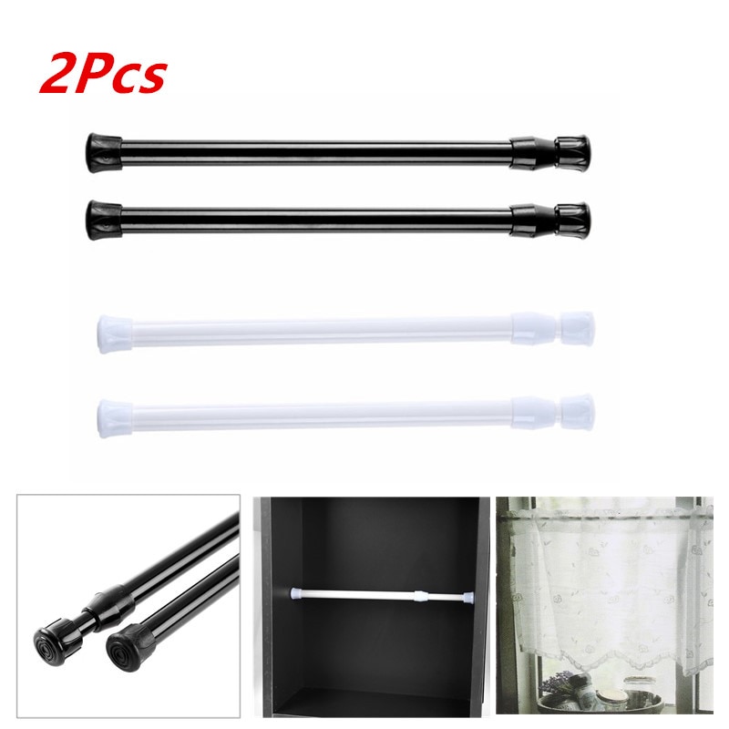 2 Spring Tension Rods Durable Metal Shower Curtain Rod Extensible Spring Loaded Closet Window Curtains Pole Bathroom Accessories