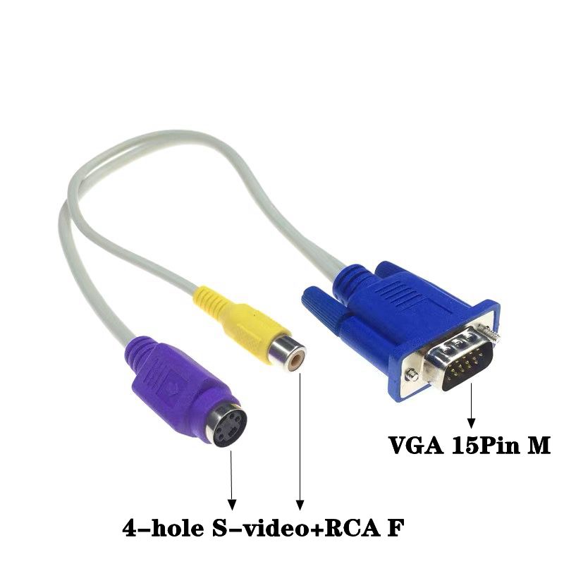 VGA To AV Conversion Cable VGA To S Terminal 4-Hole S-Video Adapter Cable 3RCA Lotus Audio And Video Three Color Cable: Blue