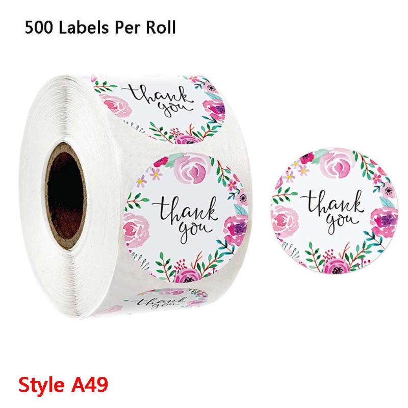 500 st blommiga tack för ditt företag klistermärken sigill etiketter bröllop scrapbook: A49