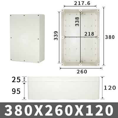 Outdoor large size waterproof shell plastic box electronic engineering shell electronic product waterproof junction box: 380-260-120