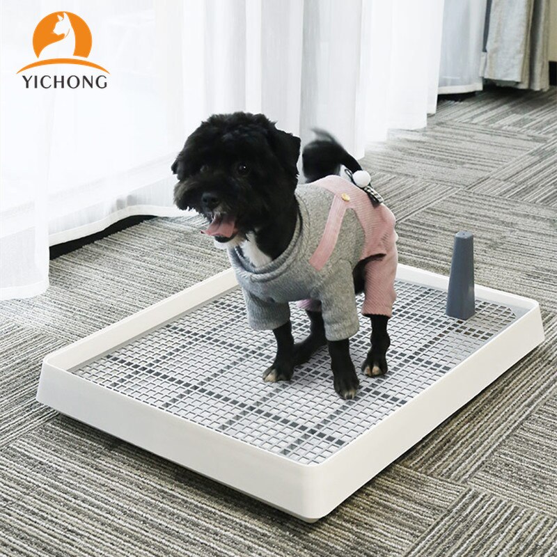 Yichong pet bedpan indendørs simpelt fladt gitter hundetoilet med søjle bærbart kæledyr toliet træning plast kuldkasser  yh251