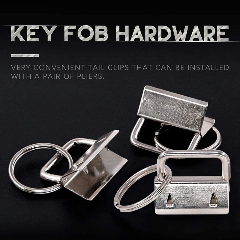 45Pcs Silver 1 Inch Key Fob Hardware with Key Rings Sets, Perfect for Bag Wristlets with Fabric/Ribbon/Webbing