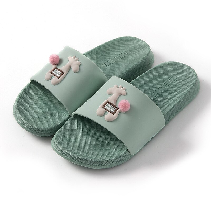 Hjemmesko kvindelige sommer søde skridsikre mænds hjemmesko par ins tøfler mænds hjem åndbare slidbestandige herre hjemmesko indendørs: Lysegrøn / 36-37