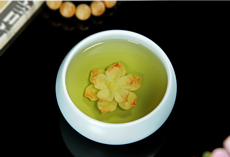 3D Lotus Thee Cup. Chinese Celadon Porselein China Theekopjes En Saucertea Kom, China Thee Pot Celadon Theekopjes